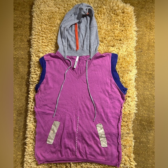 pier Antonio Gaspari Tops - Pier Antonio Gaspari VTG Italian silk Purple & Gray Sleeveless Hoodie M